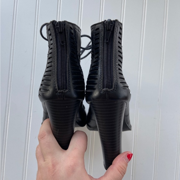 Mix No. 6 Priamo black lace up laser cut heels - Picture 4 of 15